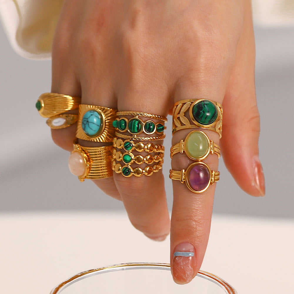 Vintage, geometric, natural emerald ring