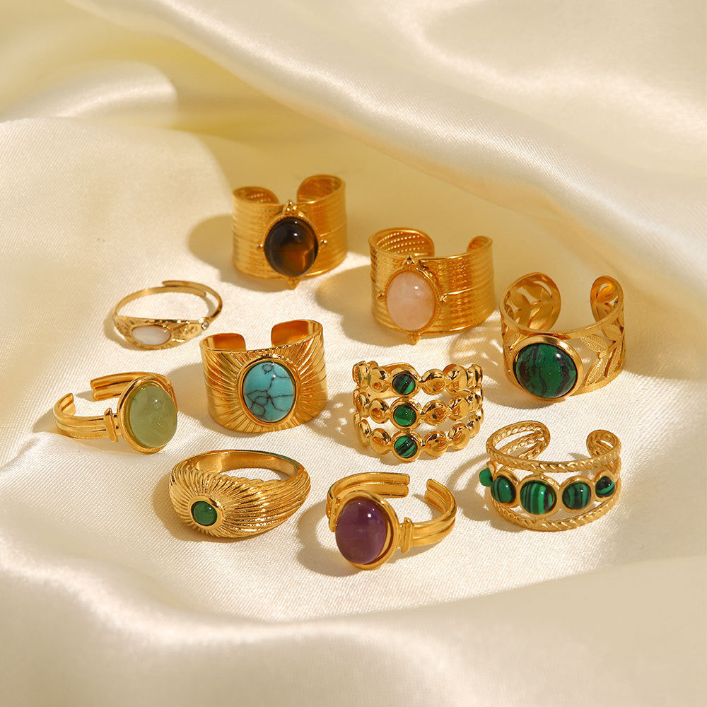 Vintage, geometric, natural emerald ring